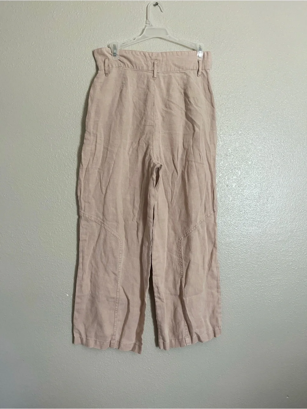Nicole Miller 100% linen women’s Linen-Blend Chinos in Pale Pink - Picture 4 of 8